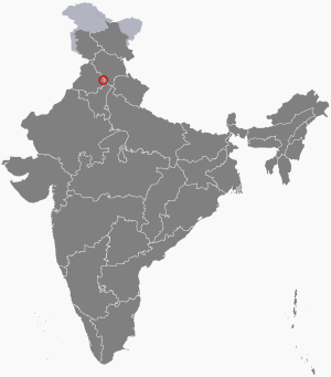 The map of India showing Chandigarh