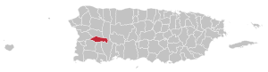Map of Puerto Rico highlighting Maricao Municipality