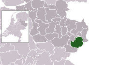 Highlighted position of Enschede in a municipal map of Overijssel