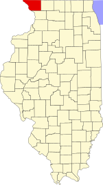 Map of Illinois highlighting Jo Daviess County