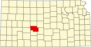 Map of Kansas highlighting Pawnee County