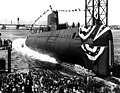Image 51The launching ceremony of the USS Nautilus January 1954. In 1958 it would become the first vessel to reach the North Pole. (from Nuclear power)