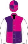 Cerise and purple (quartered), white sleeves