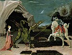 Saint George and the Dragon; by Paolo Uccello; c. 1470; oil on canvas; 55.6 x 74.2 cm; National Gallery (London)[146]