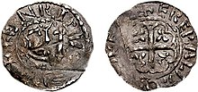 A photograph of a silver penny coin of Henry of Northumbria
