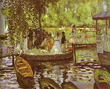 La Grenouillére by Pierre-Auguste Renoir. Renoir studied art in Paris in 1862 and placed a painting in the Paris Salon of 1864.