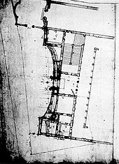 architectural sketch of the entrance from the baroque period