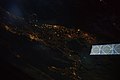 Astronaut photograph highlighting the night-time appearance of southern Italy.