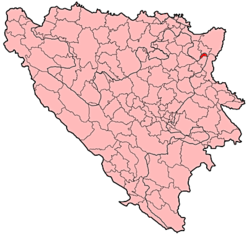 Location of Teočak within Bosnia and Herzegovina.