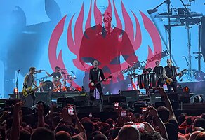 The Offspring performing in 2024 From left: Todd Morse, Brandon Pertzborn, Dexter Holland, Jonah Nimoy and Noodles