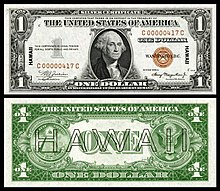 $1 1935 silver certificate with Hawaii overprint