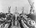 USS Claxton, Canberra and Killen in floating dry dock ABSD-2 on December 2, 1944