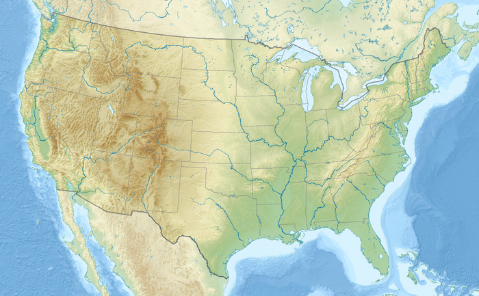 Map of the United States with the ten tallest dams indicated.