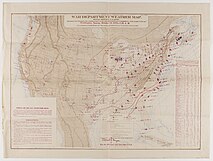 The picture of a map with the weather conditions during the War of the Pacific.