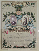 A Michigan marriage certificate, issued 1883.
