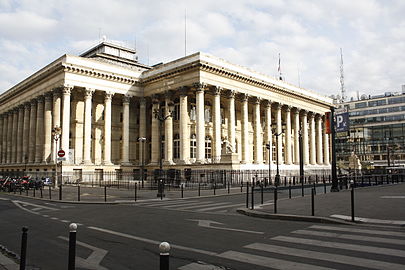 Old Paris Bourse, or stock market (1826)