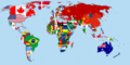 Weltkarte mit Flaggen für 1965