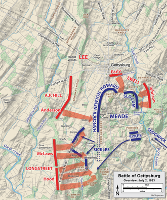 Map with lines and arrows showing troops movements