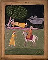 Janamsakhi painting of the story of Guru Nanak being shaded by the cobra from a manuscript dated to 1658