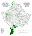 Share of Muslims on Kosovo and Metohija by settlements 1991