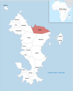 Location of the commune (in red) within Mayotte