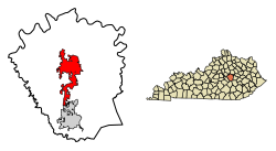 Location of Richmond in Madison County, Kentucky.