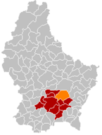 Lage von Niederanven im Großherzogtum Luxemburg