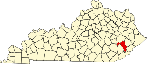 Map of Kentucky highlighting Perry County