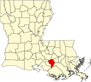 Map of Louisiana highlighting Assumption Parish