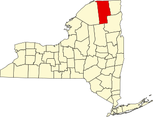 Map of New York highlighting Franklin County