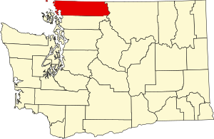 Map of Washington highlighting Whatcom County