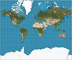 Mercator projection (showing between 82°S and 82°N)