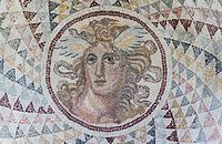 A Roman mosaic from Piraeus depicting Medusa, using opus tessellatum, 2nd century AD, National Archaeological Museum of Athens