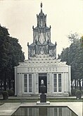Polish art déco pavilion including its artworks representing the culture of Poland, Paris, 1925. The building was awarded the Grand Prix.[5]