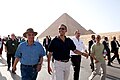 US President Barack Obama tours the Pyramids with Egyptian Egyptologist Zahi Hawass during his famous Cairo speech about a "change" in the US relations with the Islamic world, June 2009.