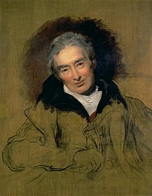 An unfinished oil portrait of Wilberforce. The face and shoulders are painted, while the rest of the portrait contains a sketched outline.