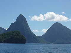 Pitons from the ocean