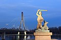 Mermaid of Warsaw in front of the bridge