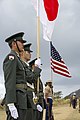 U.S. and Japanese color guard teams stand at attention during the 72nd Reunion of Honor ceremony.