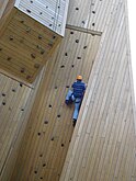Wood climbing wall
