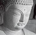Detail of the face of the Buddha at Seokguram Grotto.