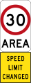 New 30 km/h Speed Limit Area (used in South Australia)