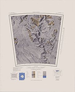 Karte des Amundsen-Gletschers mit den Nødtvedt-Nunatakker (linke Bildhälfte)