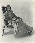 Drawing of Elizabeth Siddal reading (1854)