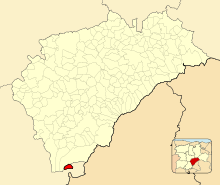 Location of the Dehesa de la Cepeda enclave, in red next to the province of Segovia