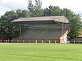 A smaller grandstand at Harrogate Rugby Club