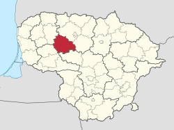 Location of Kelmė district municipality within Lithuania