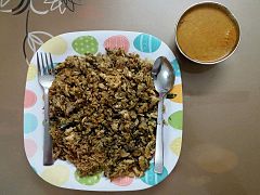 Kothu Parotta (with Chicken gravy)