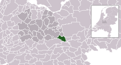 Highlighted position of Rhenen in a municipal map of Utrecht