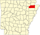 State map highlighting Craighead County